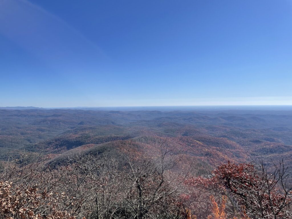 The view from the summit of Rabun Bald goes on for miles and miles.