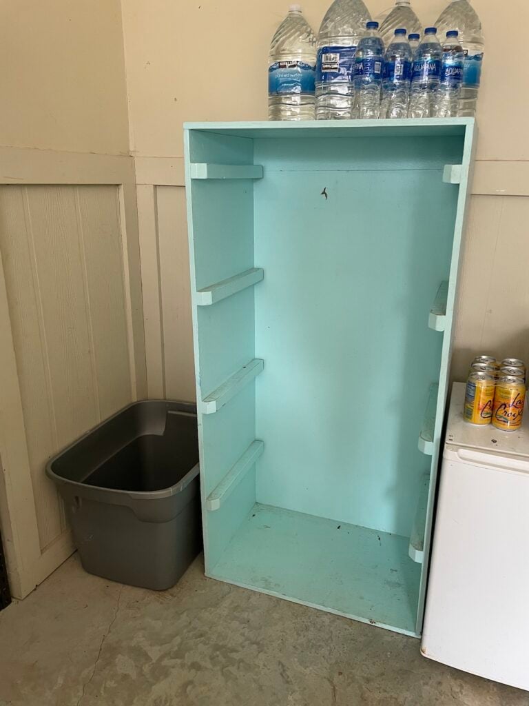 In our garage we have a plastic tote we use to store cardboard and paper and a vertical sorter we use to sort all other recyclables.